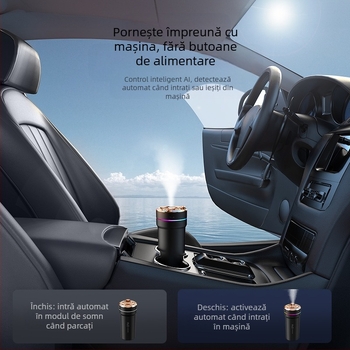 Umidificator auto cu lumină ambientală, model CM-5S, alimentare USB, rezervor de până la 0,5 L, 1 ieșire de ceață, potrivit pentru spații până la 10 m²