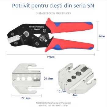 Pense Crimpatoare Seria SN, cu vârfuri pentru terminale, aliaj fier-nikel, greutate 0,02