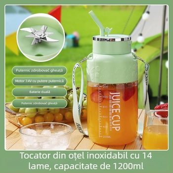 Storcător portabil de sucuri, capacitate 401–600 ml, putere 150 W, viteză 15001–18000 rpm, cu mai mult de cinci lame, baterie încorporată