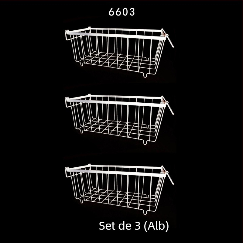 Coș de depozitare pentru congelator – coș metalic pentru bucătărie și frigider, organizare spațiu, design modern minimalist, fără asamblare