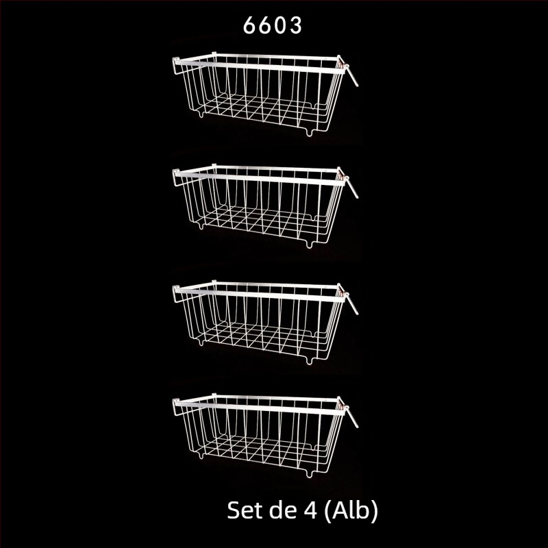 Coș de depozitare pentru congelator – coș metalic pentru bucătărie și frigider, organizare spațiu, design modern minimalist, fără asamblare