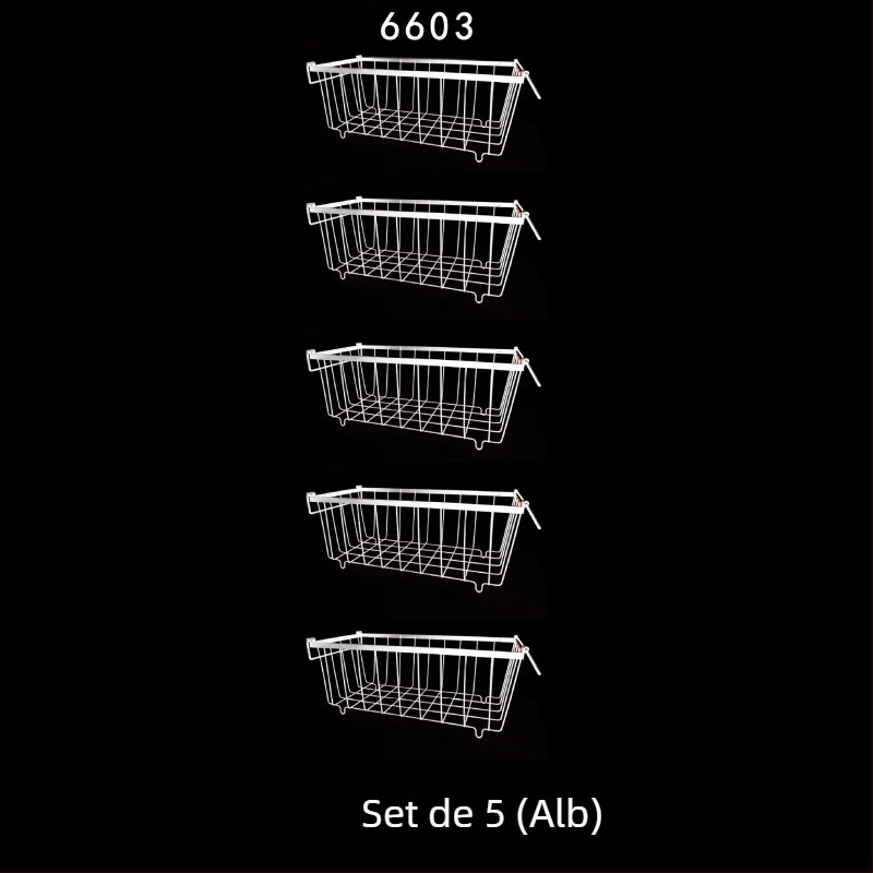 Coș de depozitare pentru congelator – coș metalic pentru bucătărie și frigider, organizare spațiu, design modern minimalist, fără asamblare
