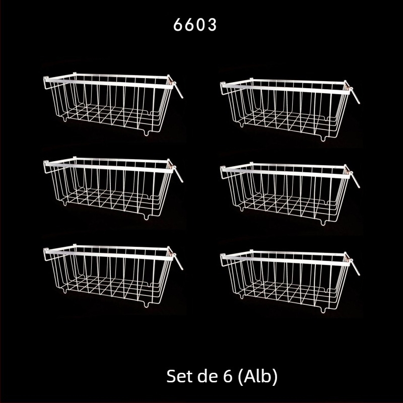 Coș de depozitare pentru congelator – coș metalic pentru bucătărie și frigider, organizare spațiu, design modern minimalist, fără asamblare