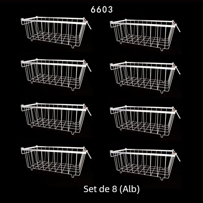 Coș de depozitare pentru congelator – coș metalic pentru bucătărie și frigider, organizare spațiu, design modern minimalist, fără asamblare