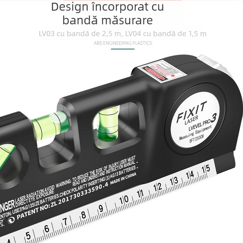 Nivel laser cu precizie infraroșu, aderență magnetică puternică, pentru uz casnic, riglă orizontală, nivel obișnuit