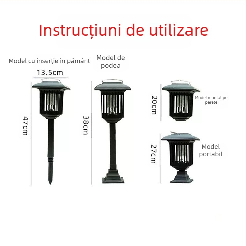 Lampă solară pentru exterior anti-țânțari cu LED-uri, 3W, 1.2V, formă rotundă