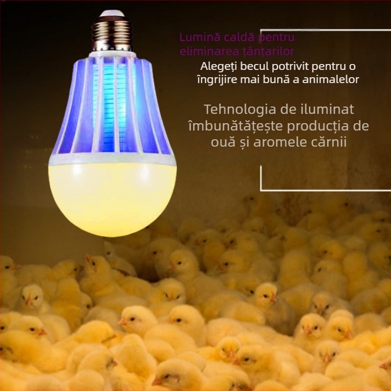 Lampă LED pentru uciderea țânțarilor pentru fermă de găini – sursă LED, acoperire 41-60㎡, metodă de omor: undă luminoasă + șoc electric, carcasă ABS, plasă din nichel-zinc-fier