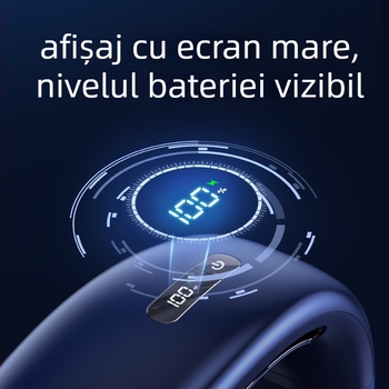 Ventilator purtabil pentru gât fără palete | (Baterie încorporată 2000–4000 mAh; Încărcare USB; Motor brushless; Design fără palete; 5 viteze)