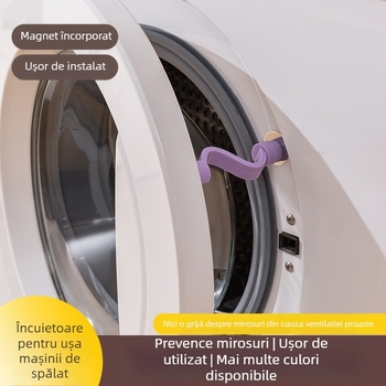 Încușor pentru ușa mașinii de spălat cu știft magnetic, ventilație anti mucegai și miros – fără montaj, material plastic (80% plastic nou)