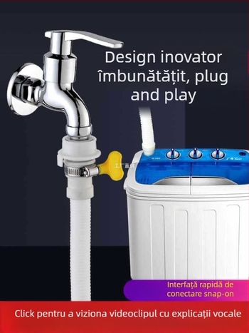 Furtun de alimentare cu apă pentru mașina de spălat — conexiune rapidă snap-on, semi-automat, universal, din plastic