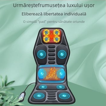 Masaj pentru gât și spate, pentru mașină și casă – masaj kneading, încălzire și vibrații, 6+ capete de masaj, 3 trepte de intensitate, control cablat