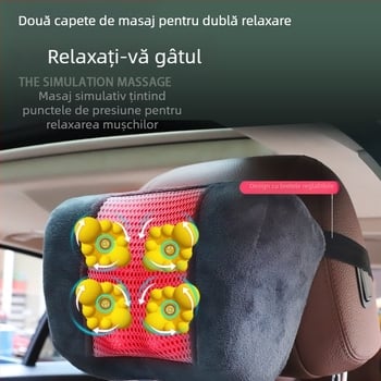 Masaj pentru gât și spate, pentru mașină și casă – masaj kneading, încălzire și vibrații, 6+ capete de masaj, 3 trepte de intensitate, control cablat