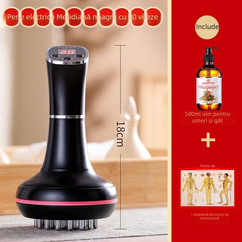 Perie electrică pentru meridiane și masaj abdominal, cu 20 de viteze, terapie cu lumină și compresie caldă – uz casnic (20 viteze; terapie cu lumină; compresie caldă)