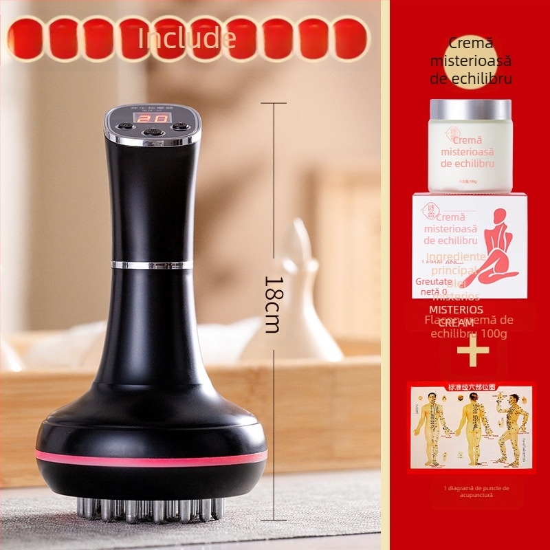 Perie electrică pentru meridiane și masaj abdominal, cu 20 de viteze, terapie cu lumină și compresie caldă – uz casnic (20 viteze; terapie cu lumină; compresie caldă)