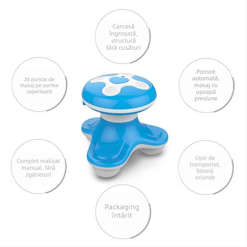 XF-6901 Masaj Mini USB – Masaj vibrațional cu 3 puncte de contact, design triunghiular cu trei picioare, pentru gât, spate, talie, șolduri, picioare și tălpi