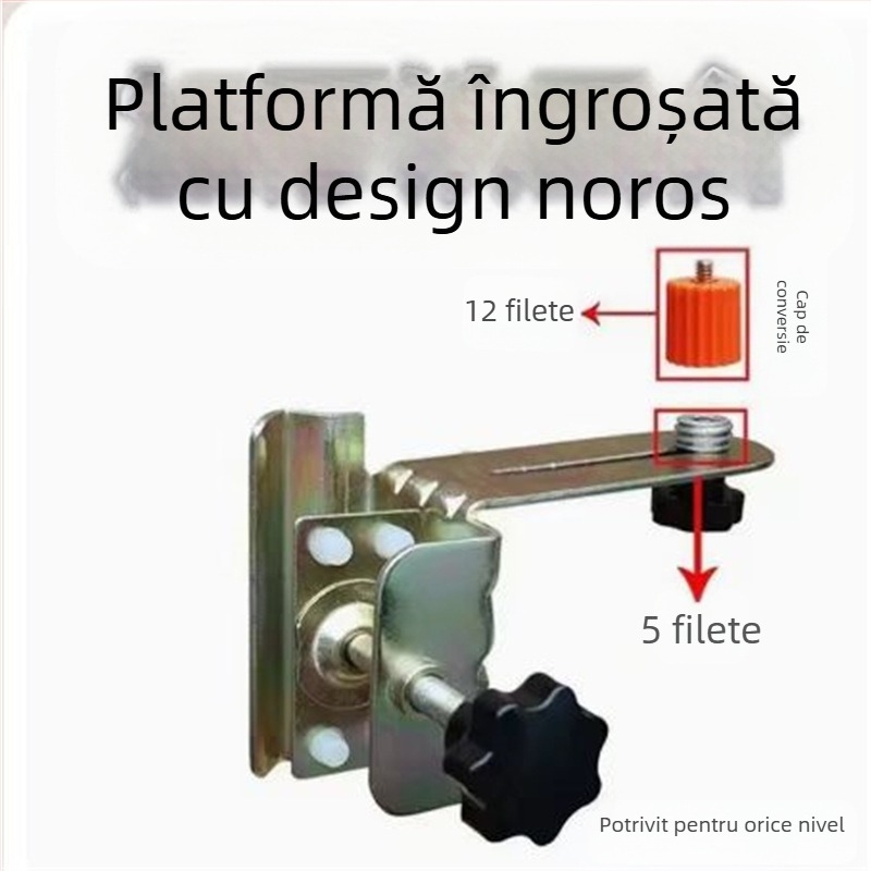 Accesoriu de nivel cu tijă telescopică – suport din fier, tavă pan/tilt din plastic, tijă reglabilă, funcționare pe bază de laser