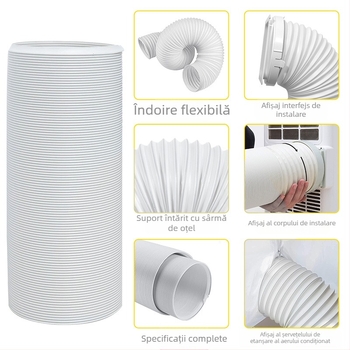 Conductă telescopică de evacuare pentru aparatele mobile de aer condiționat – țeavă îngroșată cu armă din sârmă de oțel și membrană flexibilă