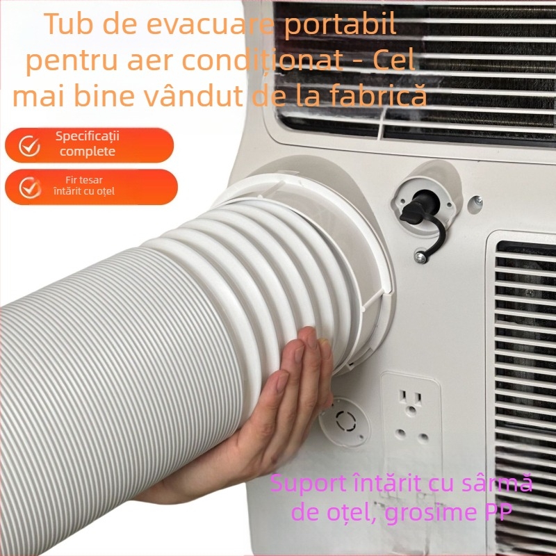 Conductă telescopică de evacuare pentru aparatele mobile de aer condiționat – țeavă îngroșată cu armă din sârmă de oțel și membrană flexibilă