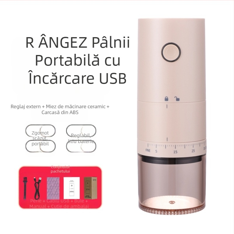 Mingxi măcinător de cafea electric pentru boabe — automat, corp ABS, greutate 0,43 kg, personalizare disponibilă