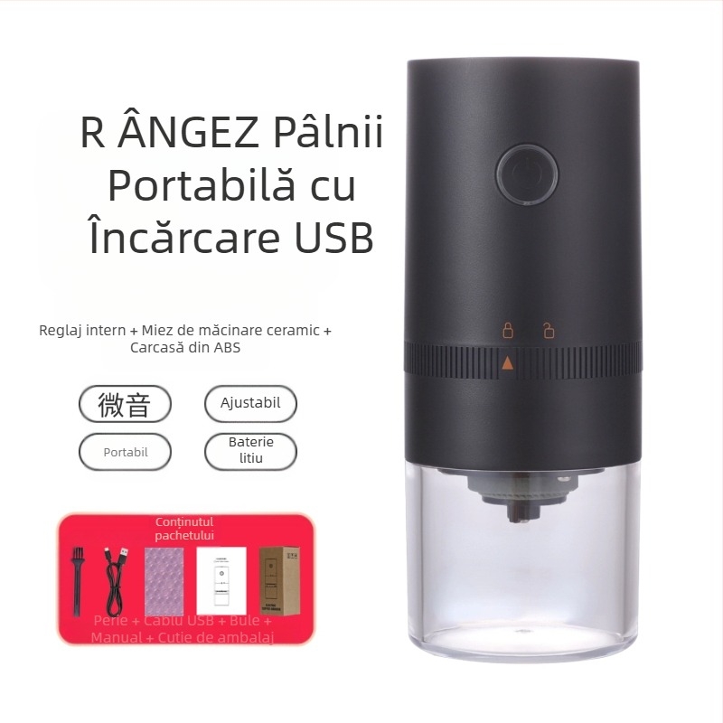 Mingxi măcinător de cafea electric pentru boabe — automat, corp ABS, greutate 0,43 kg, personalizare disponibilă