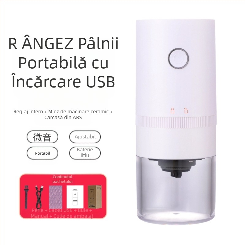 Mingxi măcinător de cafea electric pentru boabe — automat, corp ABS, greutate 0,43 kg, personalizare disponibilă