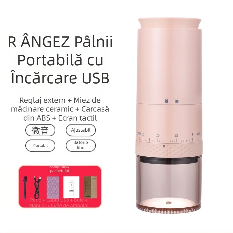 Mingxi măcinător de cafea electric pentru boabe — automat, corp ABS, greutate 0,43 kg, personalizare disponibilă