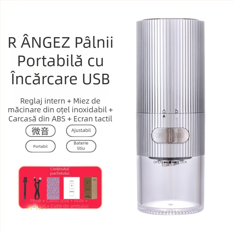 Mingxi măcinător de cafea electric pentru boabe — automat, corp ABS, greutate 0,43 kg, personalizare disponibilă