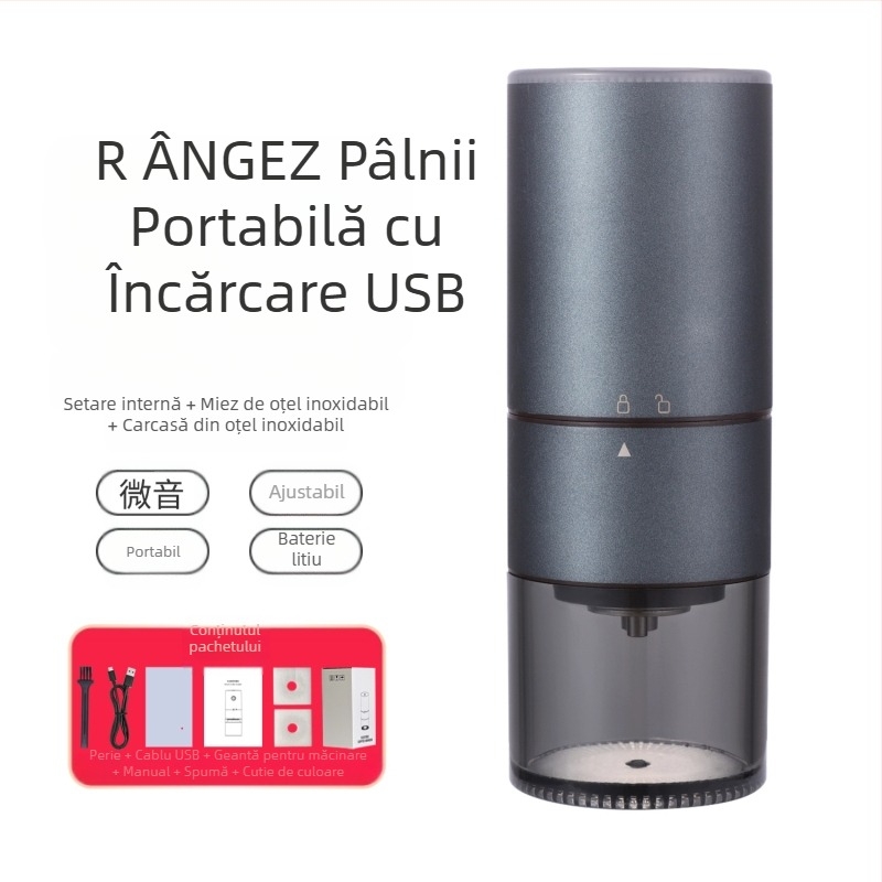 Mingxi măcinător de cafea electric pentru boabe — automat, corp ABS, greutate 0,43 kg, personalizare disponibilă