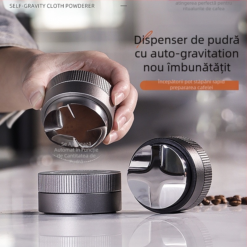 Tamper pentru espresso din oțel inoxidabil, gravitațional, cu înălțime reglabilă, 390 g