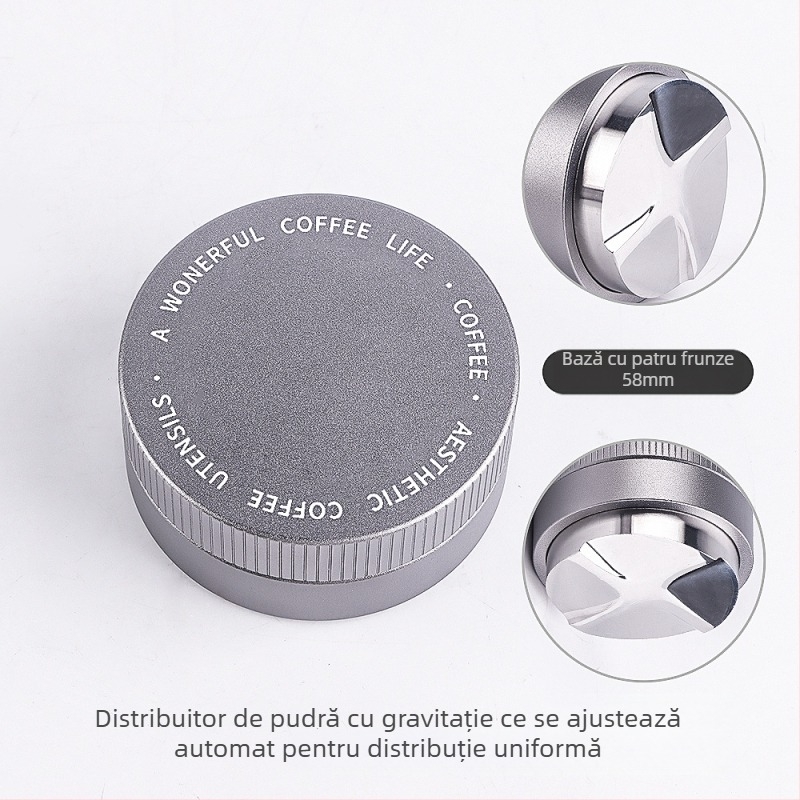 Tamper pentru espresso din oțel inoxidabil, gravitațional, cu înălțime reglabilă, 390 g
