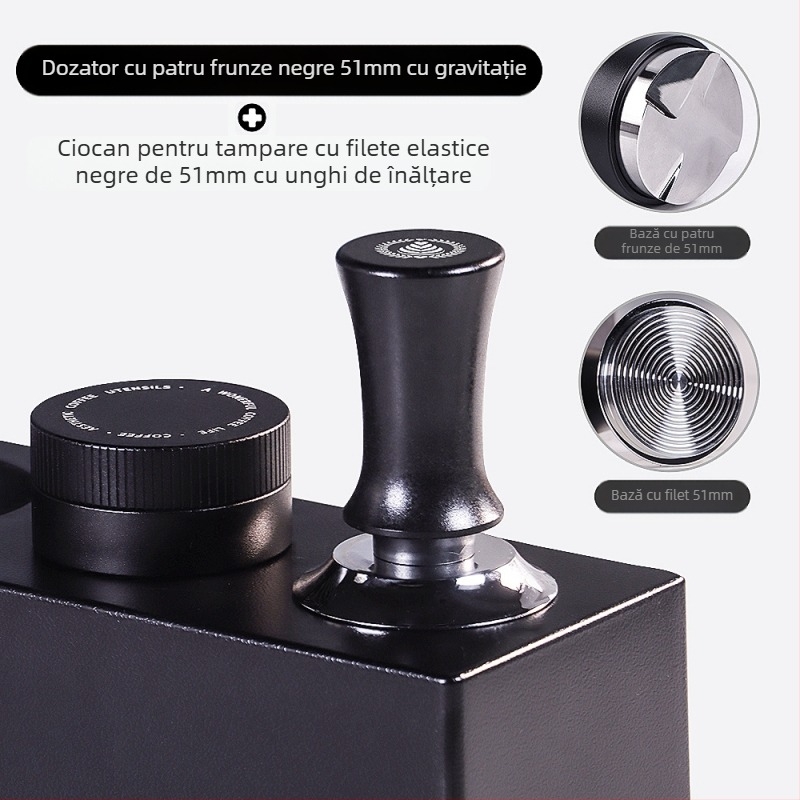 Tamper pentru espresso din oțel inoxidabil, gravitațional, cu înălțime reglabilă, 390 g