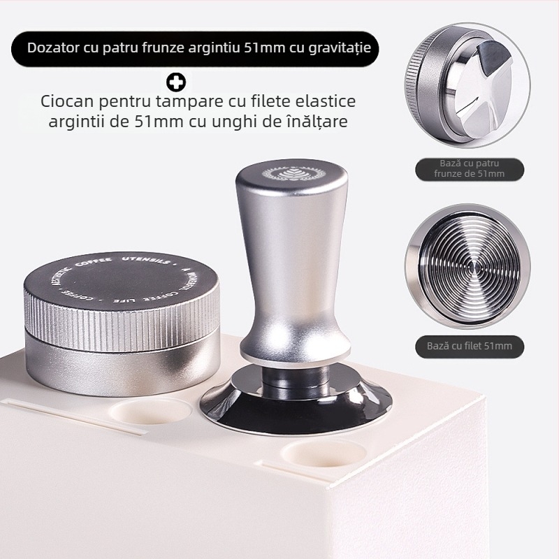 Tamper pentru espresso din oțel inoxidabil, gravitațional, cu înălțime reglabilă, 390 g