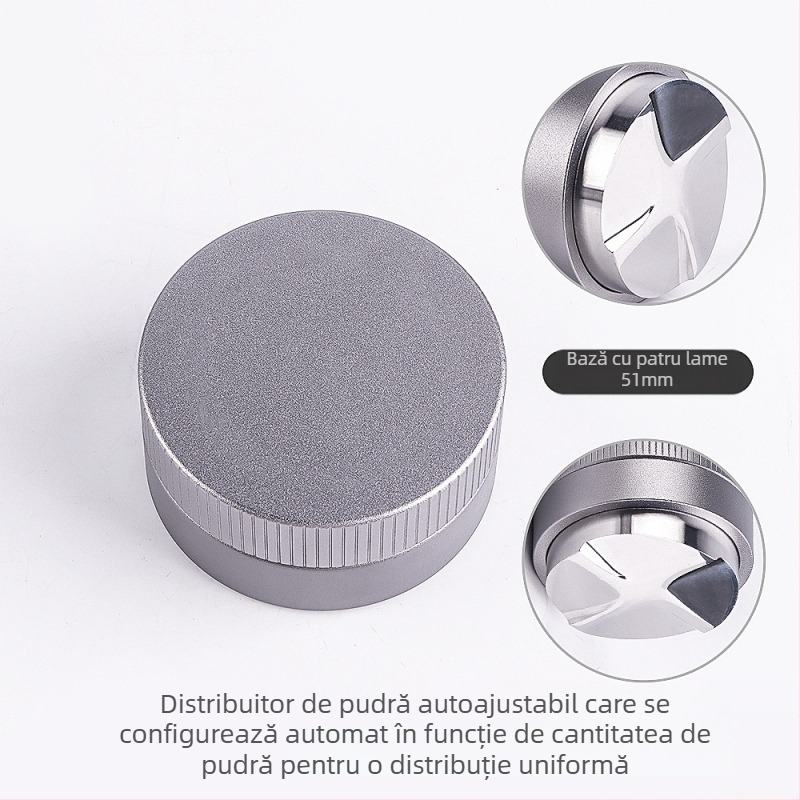 Tamper pentru espresso din oțel inoxidabil, gravitațional, cu înălțime reglabilă, 390 g