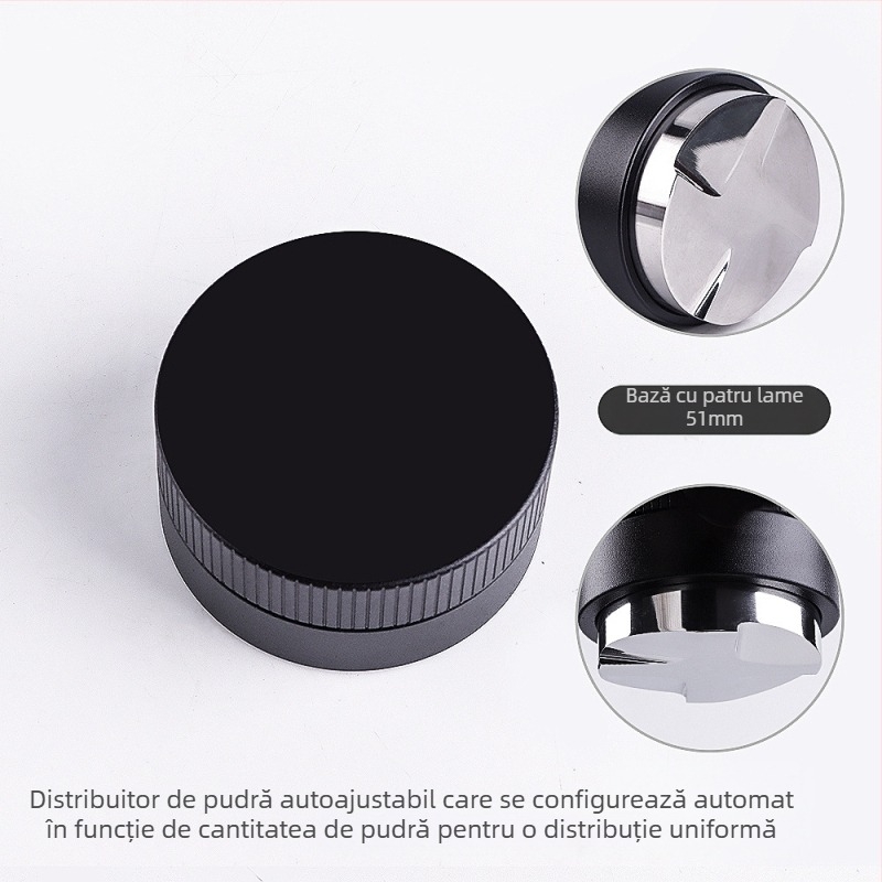 Tamper pentru espresso din oțel inoxidabil, gravitațional, cu înălțime reglabilă, 390 g