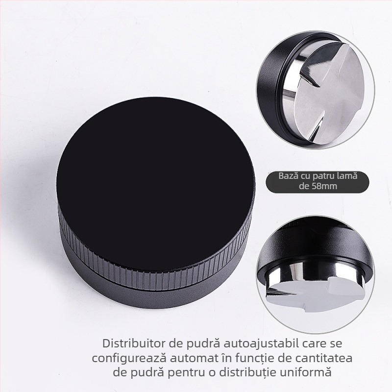 Tamper pentru espresso din oțel inoxidabil, gravitațional, cu înălțime reglabilă, 390 g