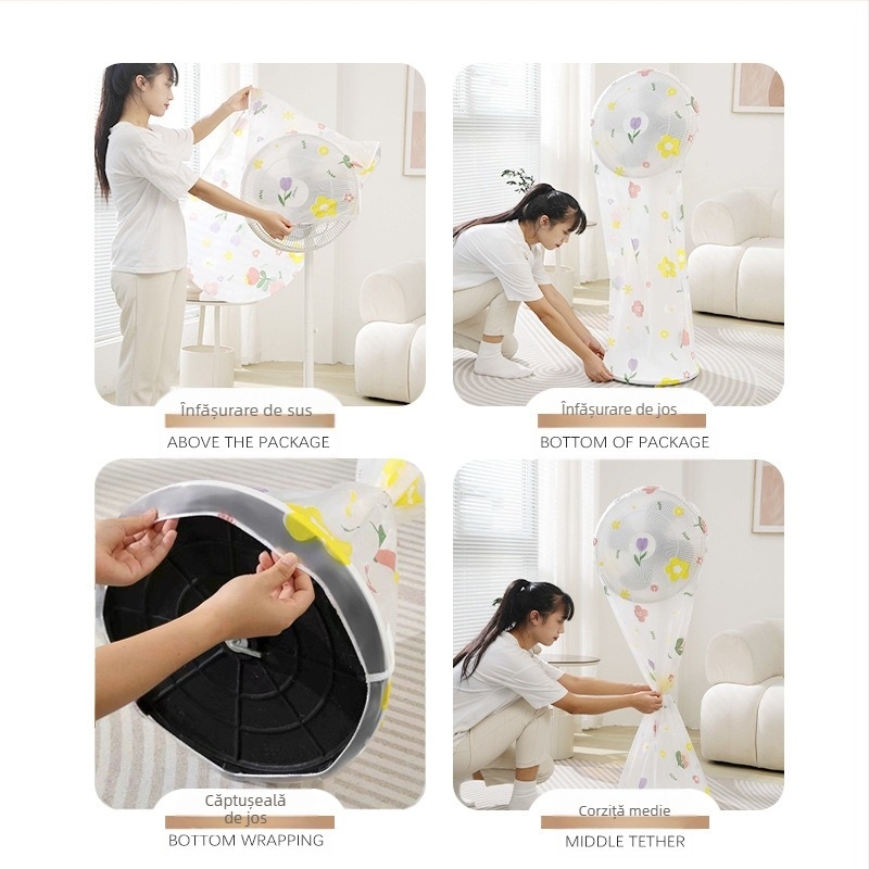 Husă de praf PEVA pentru ventilator mic de podea, imprimeu cu desene animate, model 145 118 45, material PEVA, ambalaj 400