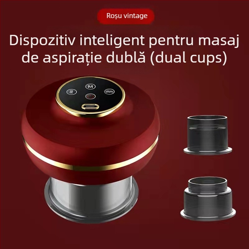 Dispozitiv electric inteligent de cupping cu încălzire, masaj cu scraping, alimentare USB, corp ABS, 4 trepte, baterie 1200 mA, CE certificat