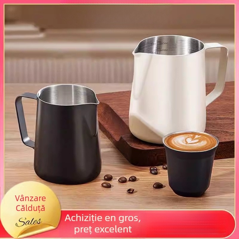 Recipient latte art cu scară și gură îngustă