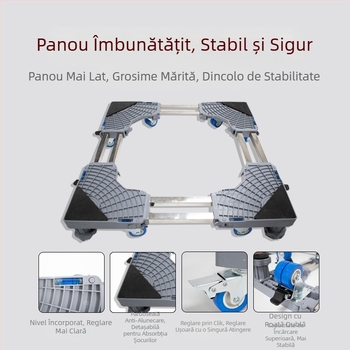 Bază universală pentru mașina de spălat cu role mobile și raft de depozitare, picioare amortizoare pentru vibrații