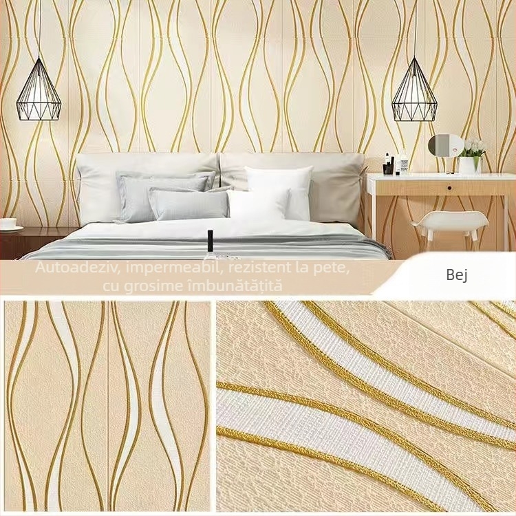 Panou mural 3D pentru perete, pentru dormitor, rezistent la zgârieturi și impermeabil, material spumant XPE, design abstract modern, instalare disponibilă