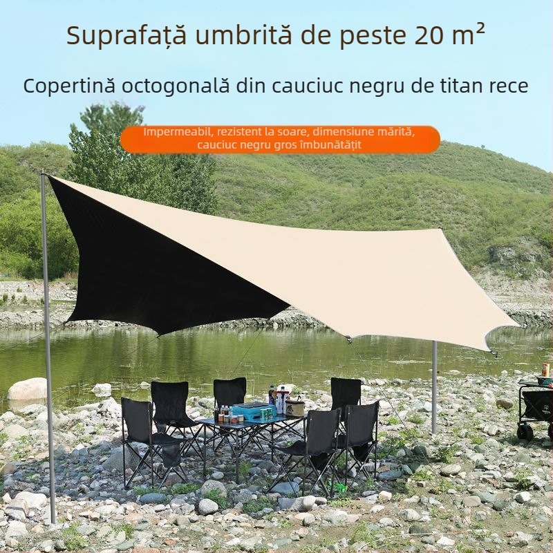 Cort din vinil, deschidere rapidă, all-in-one pentru camping, protecție solară, grătar și fierberea ceaiului, adăpost exterior portabil (4,5 × 2,4 m, 2–20 persoane)