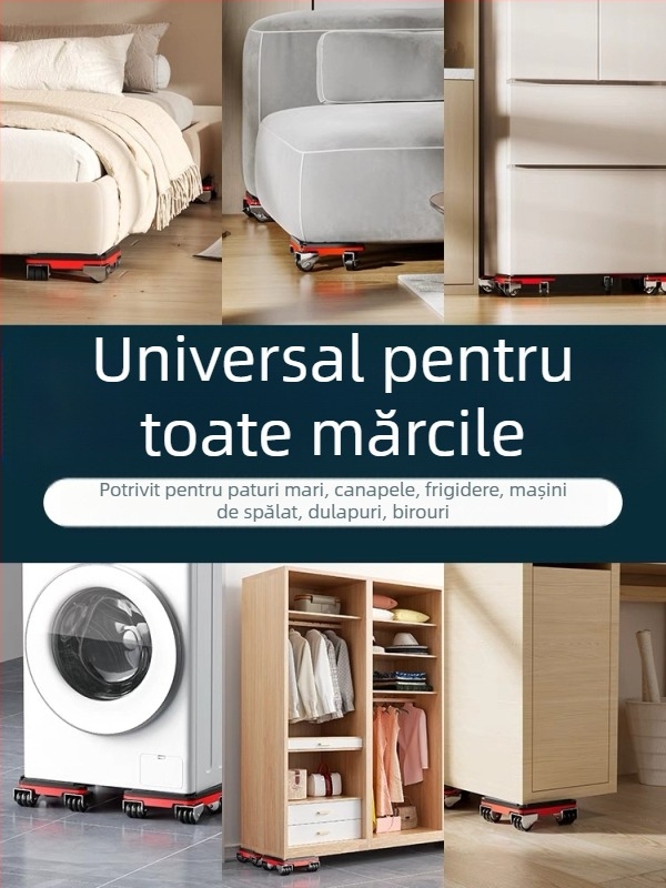 Bază universală mobilă cu roți pivotante pentru mutarea mobilierului greu și a frigiderelor