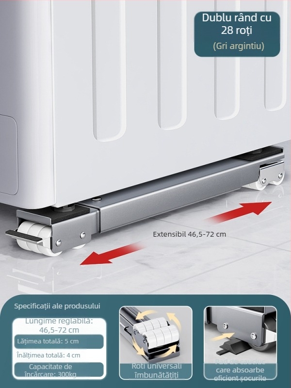 Bază universală mobilă cu roți pivotante pentru mutarea mobilierului greu și a frigiderelor