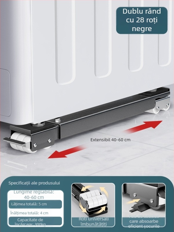 Bază universală mobilă cu roți pivotante pentru mutarea mobilierului greu și a frigiderelor