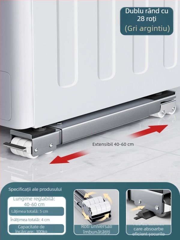 Bază universală mobilă cu roți pivotante pentru mutarea mobilierului greu și a frigiderelor