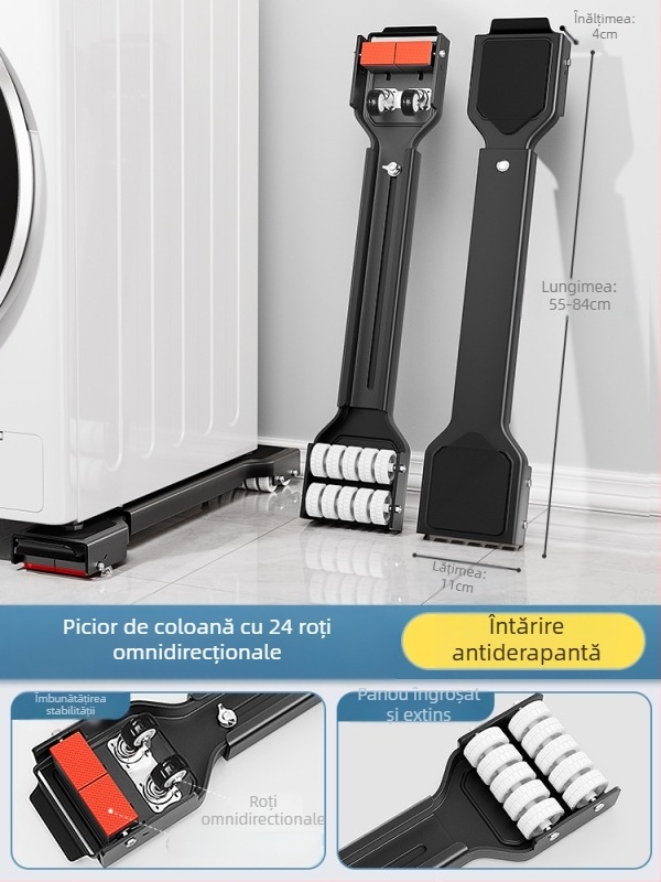 Bază universală mobilă cu roți pivotante pentru mutarea mobilierului greu și a frigiderelor