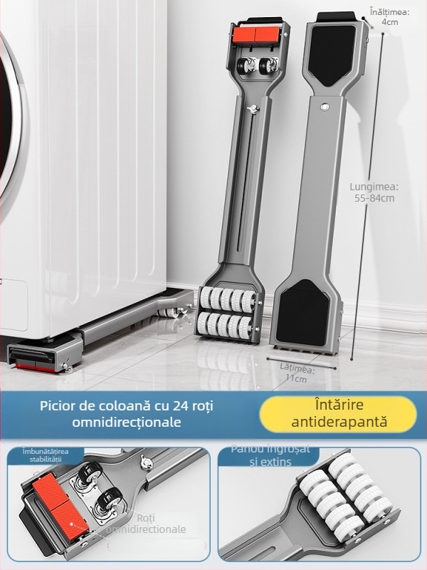 Bază universală mobilă cu roți pivotante pentru mutarea mobilierului greu și a frigiderelor