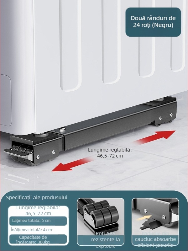Bază universală mobilă cu roți pivotante pentru mutarea mobilierului greu și a frigiderelor