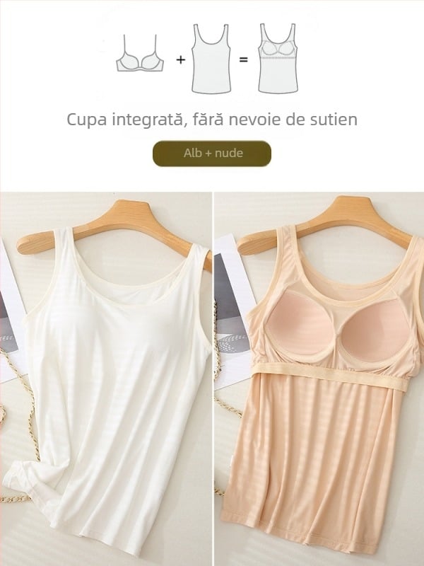 Top camisole pentru femei cu bretele detașabile, lungime ultra-scurtă, model simplu