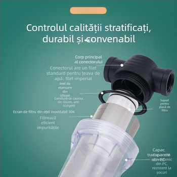 Pre-filtru pentru conducte de apă, din oțel inoxidabil 304, filtru vizual transparent, Mileage brand, stil modern minimalist